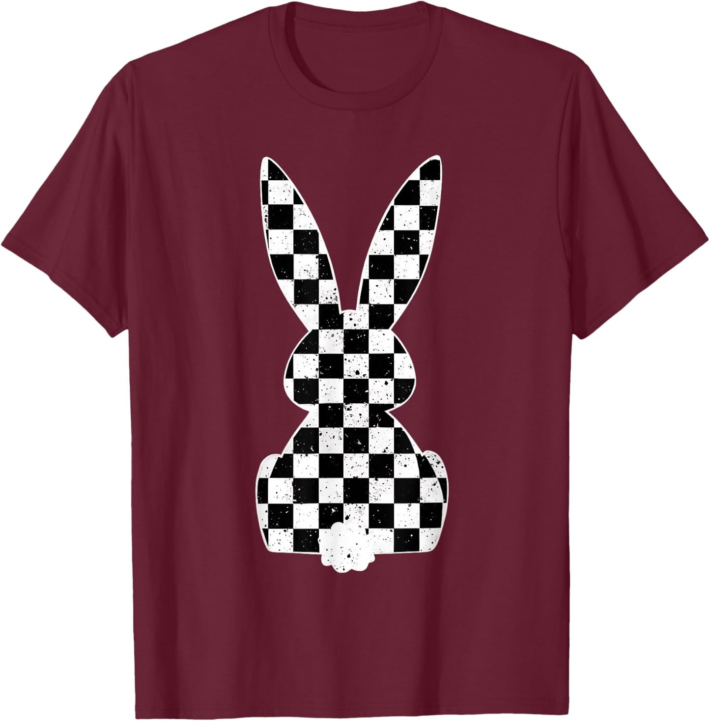 Racing Car Flag Bunny Happy Easter Race Car Boys Girls Kids T-Shirt - T-Shirt | Maroon