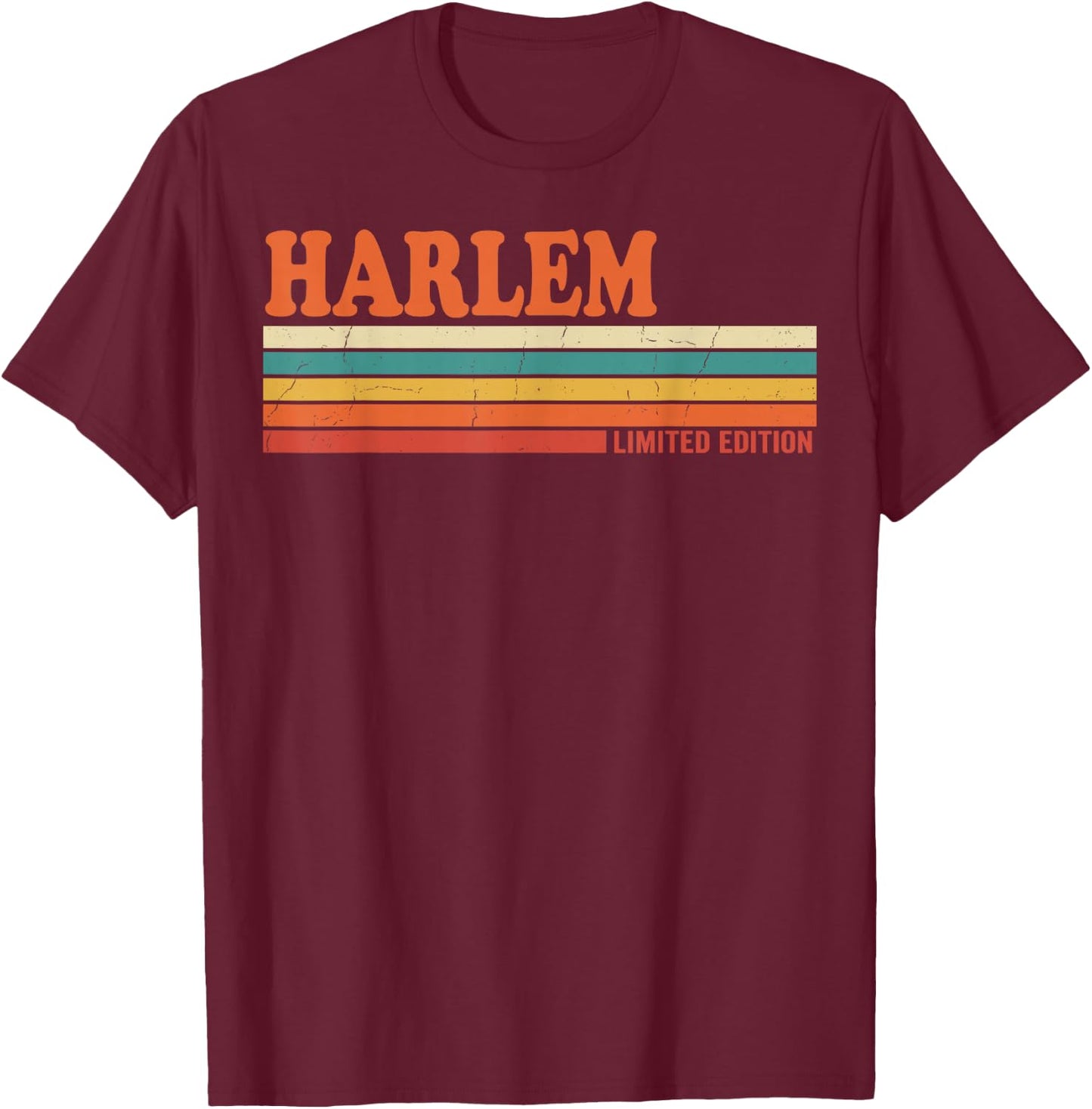 Harlem Retro Personalized First Name Vintage Stripes T-Shirt - T-Shirt | Maroon