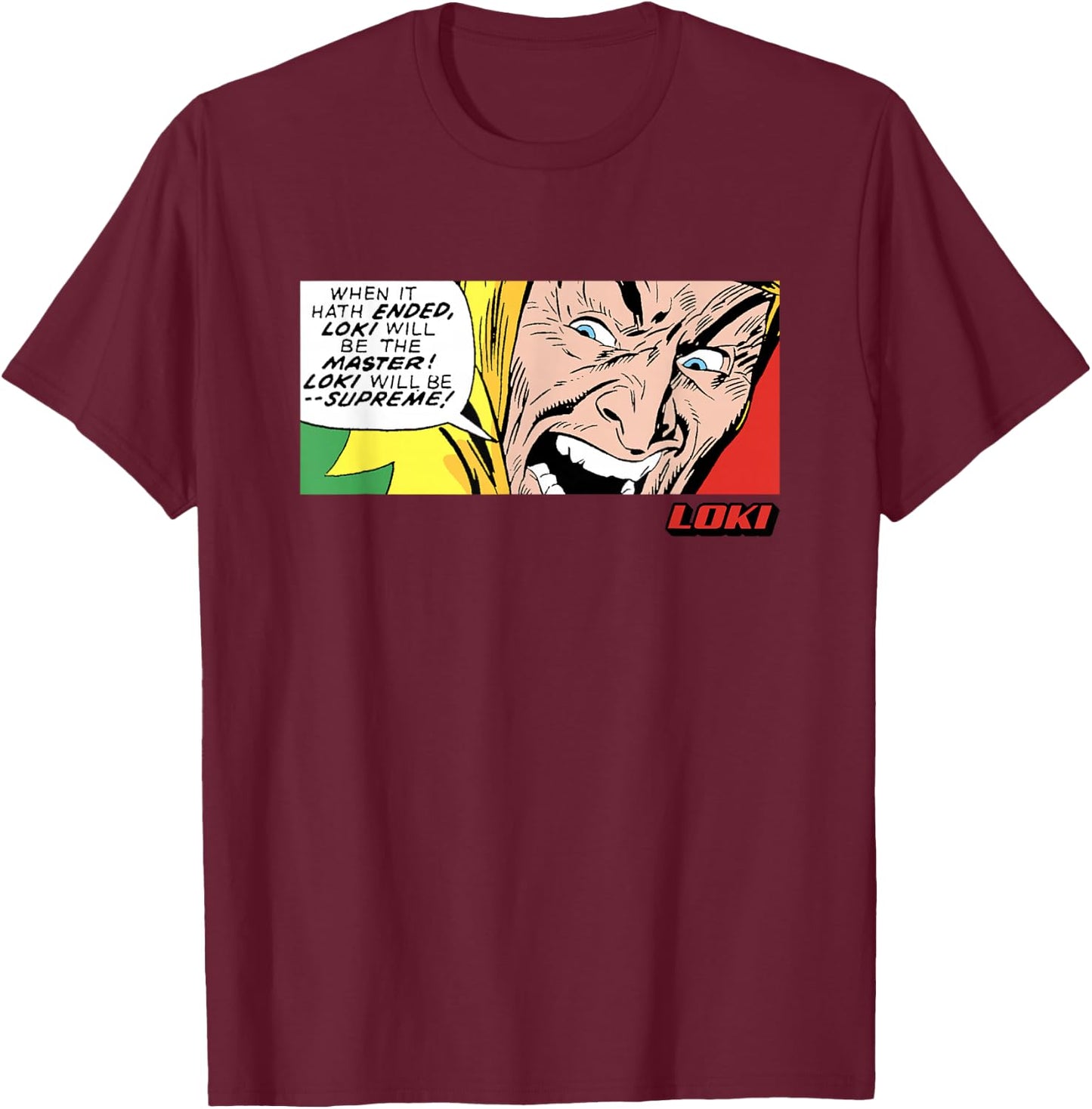 Marvel Comics Loki Supreme Master Panel T-Shirt - T-Shirt | Maroon