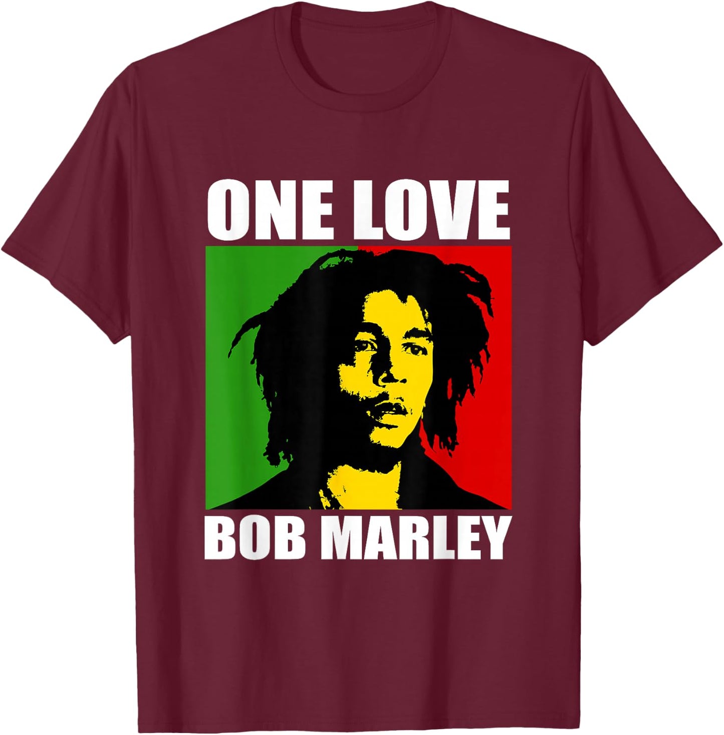 Official Rasta Bob Marley One Love , Black, S T-Shirt - T-Shirt | Maroon