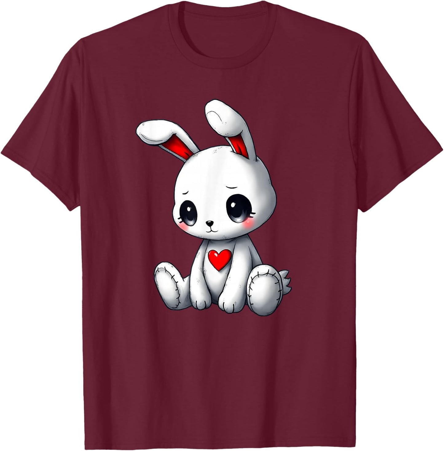 Sad Bunny Alt Girl Pastel Goth Kawaii Clothes Creepy Doll T-Shirt - T-Shirt | Maroon