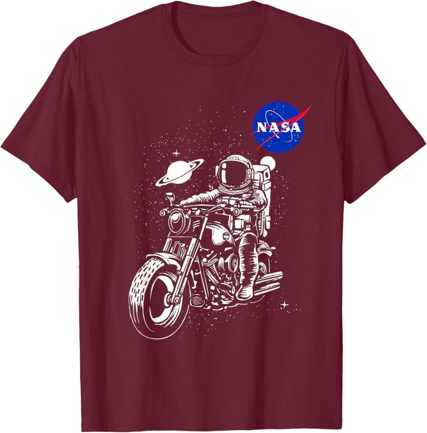 NASA Astronaut Motorcycle Rider in the Galaxy T-Shirt - T-Shirt | Maroon