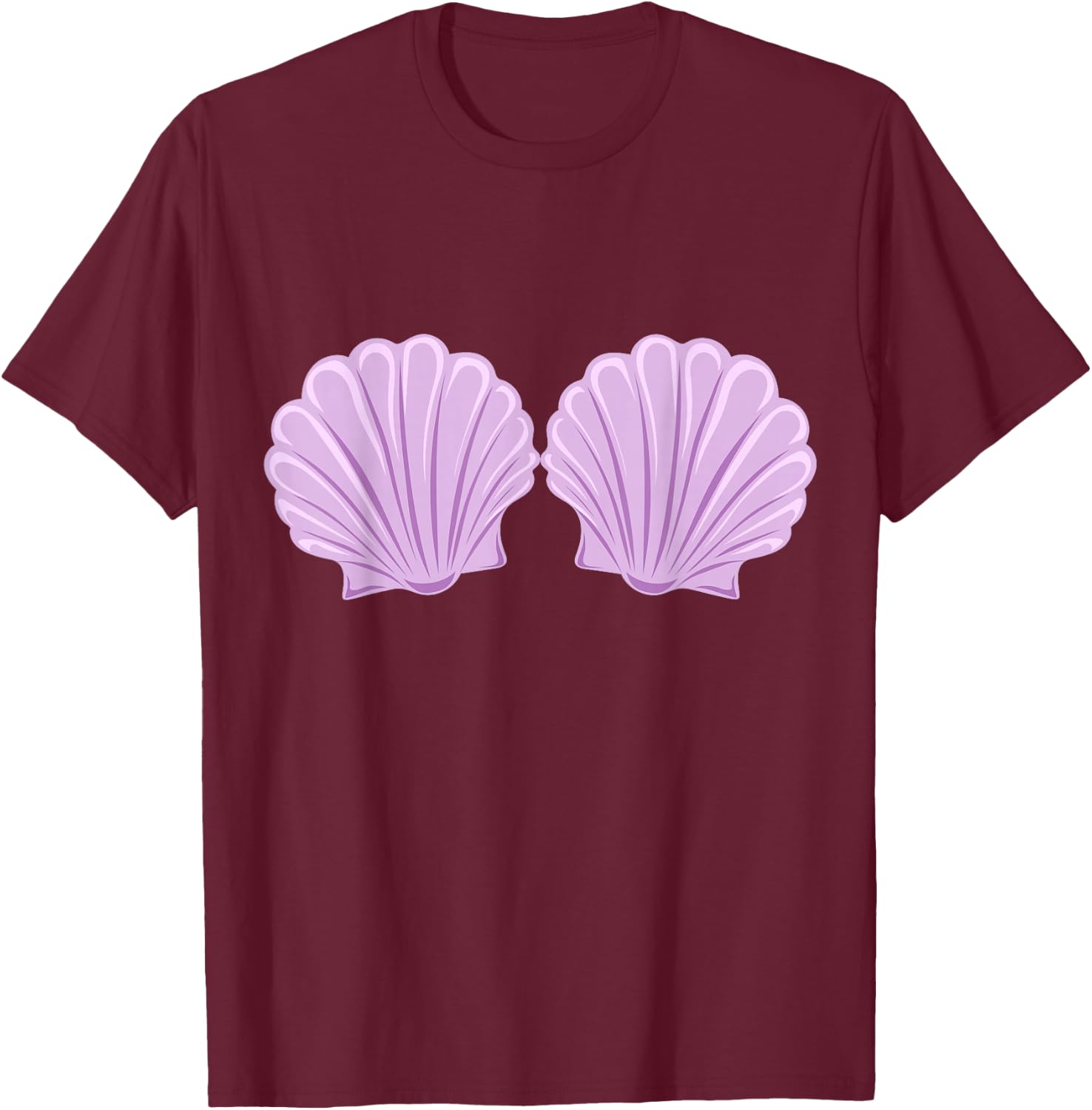 Mermaid Sea Shell Bra Costume T-Shirt - T-Shirt | Maroon