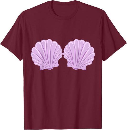 Mermaid Sea Shell Bra Costume T-Shirt - T-Shirt | Maroon