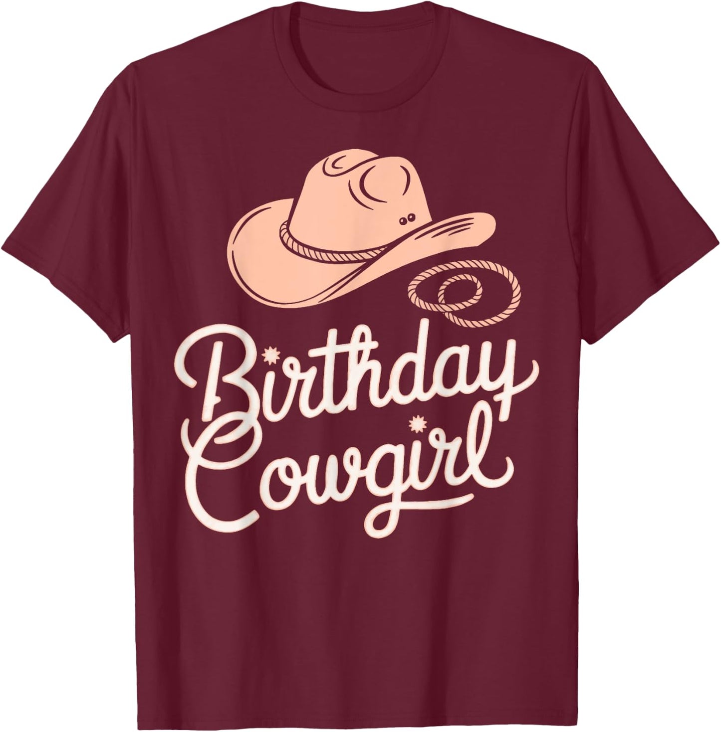 Western Birthday Cow Girl Birthday Cowgirl Rodeo Birthday T-Shirt - T-Shirt | Maroon
