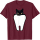 Peeking Black Cat Tooth Funny Dental Halloween Dentist Treat T-Shirt - T-Shirt | Maroon
