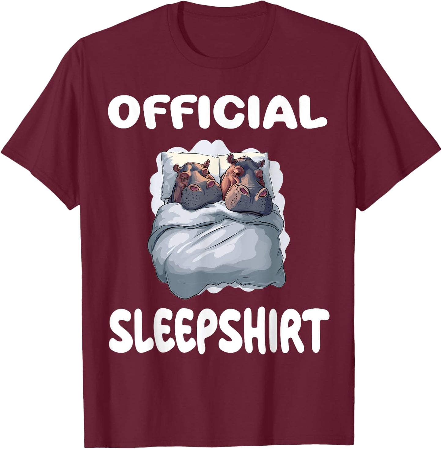 Hippopotamus Hippo Official Sleepshirt Pajamas Nightgown T-Shirt - T-Shirt | Maroon