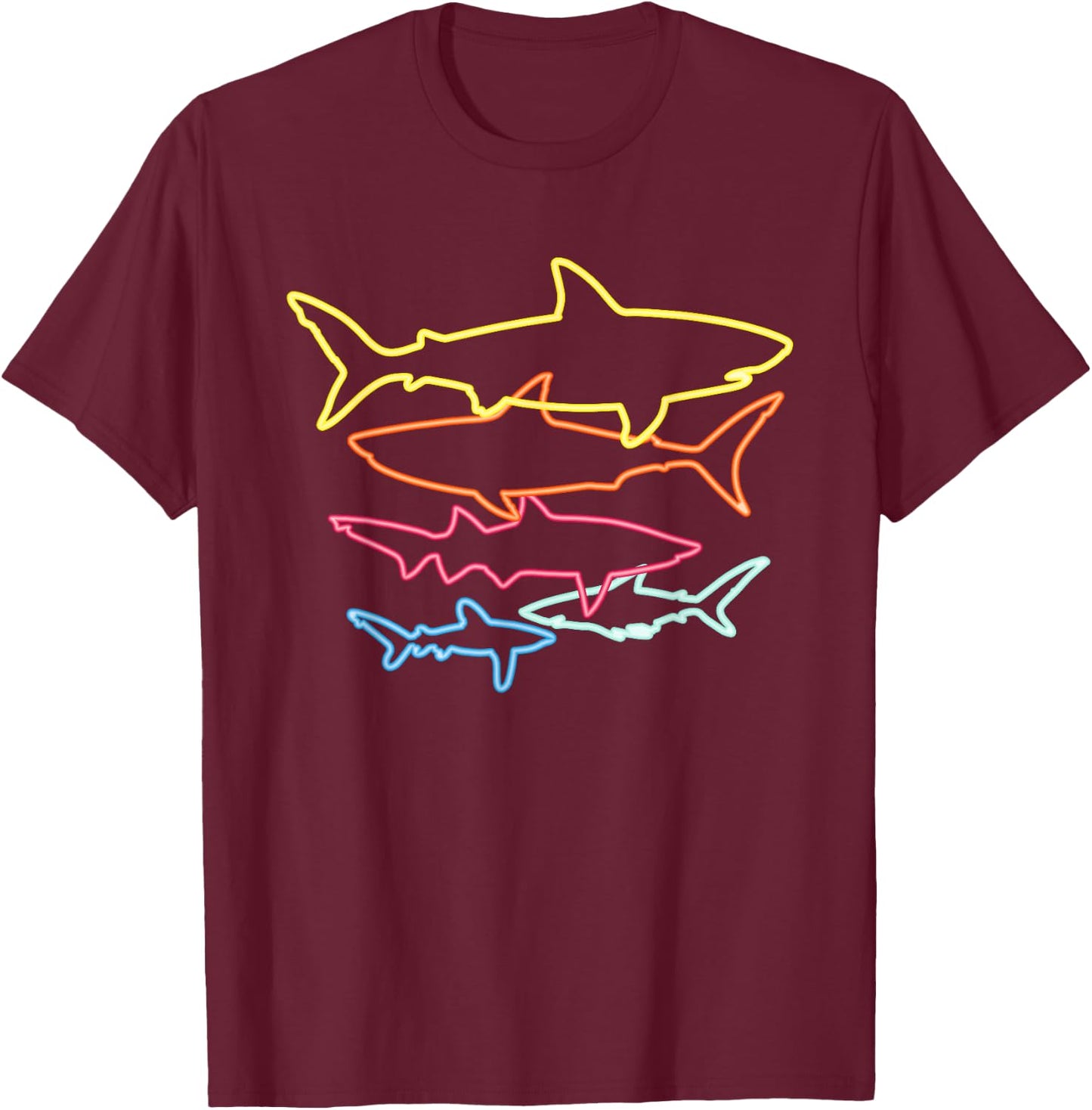 Retro 80s Shark Clothes Sharks Party Kids Women Men Shark T-Shirt - T-Shirt | Maroon