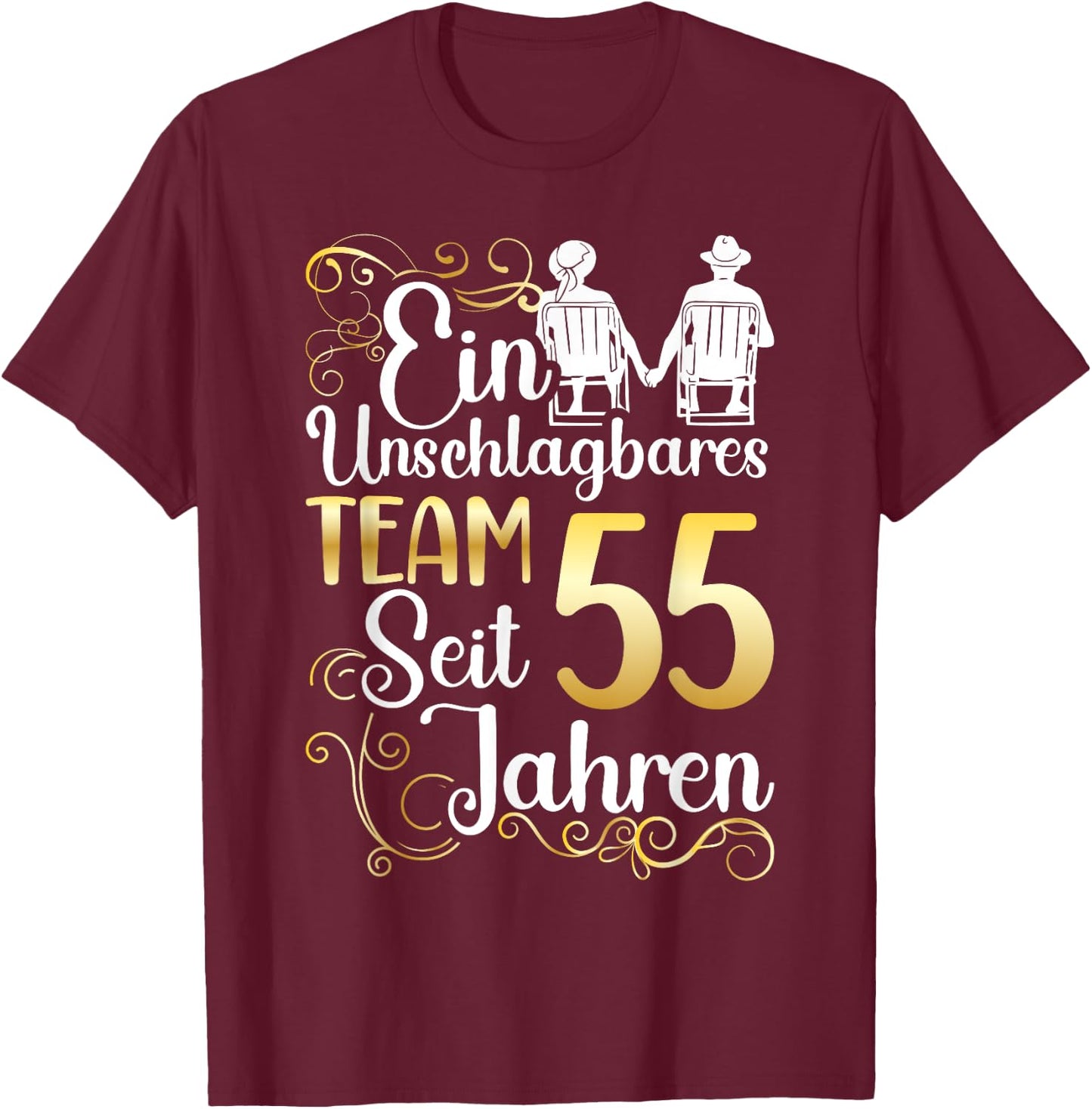 Platinhochzeit 55 Jahre Verheiratet Hochzeitstag T-Shirt - T-Shirt | Maroon