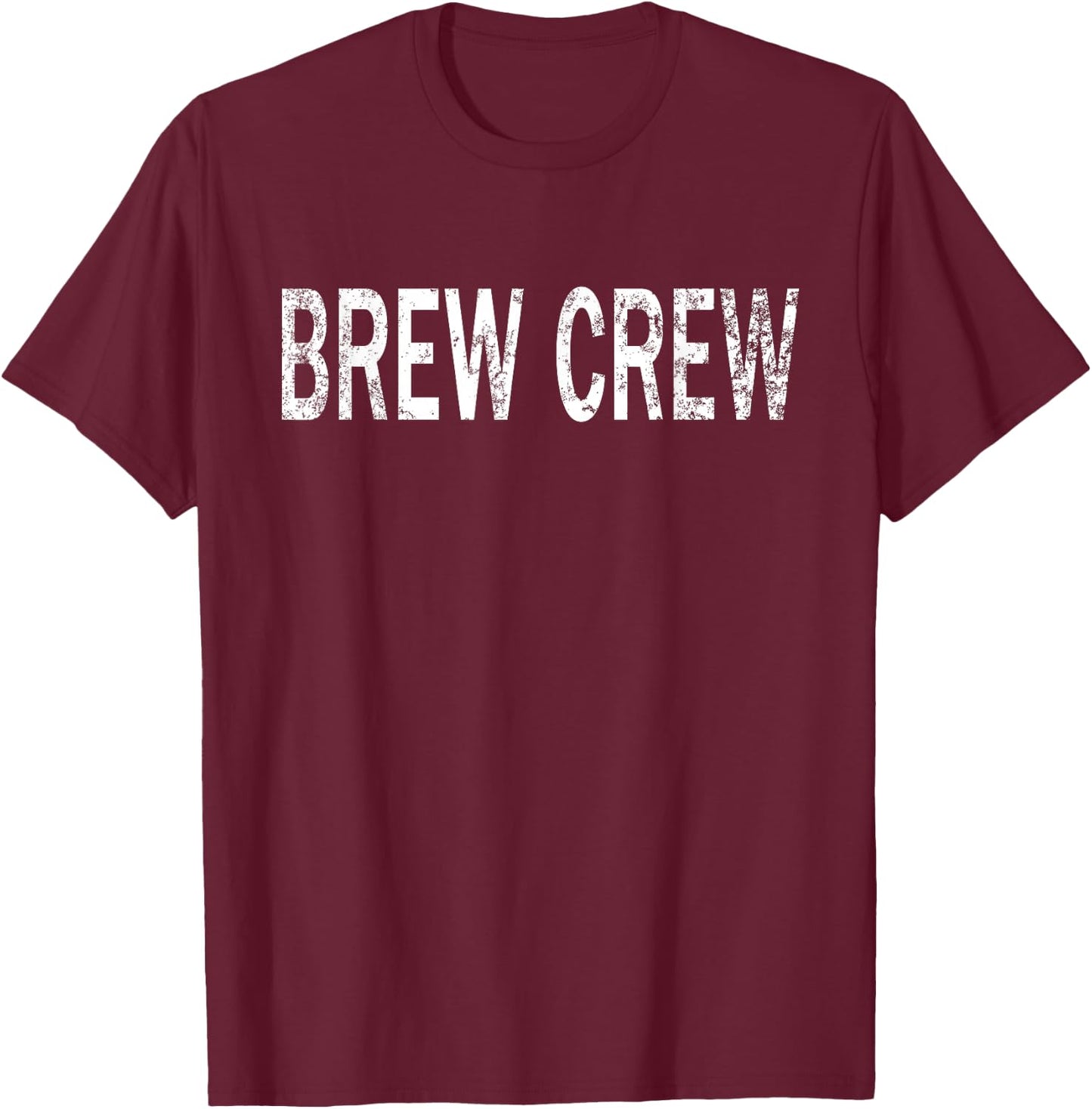 Vintage Brew Crew Distressed Coffee Enthusiast T-Shirt - T-Shirt | Maroon