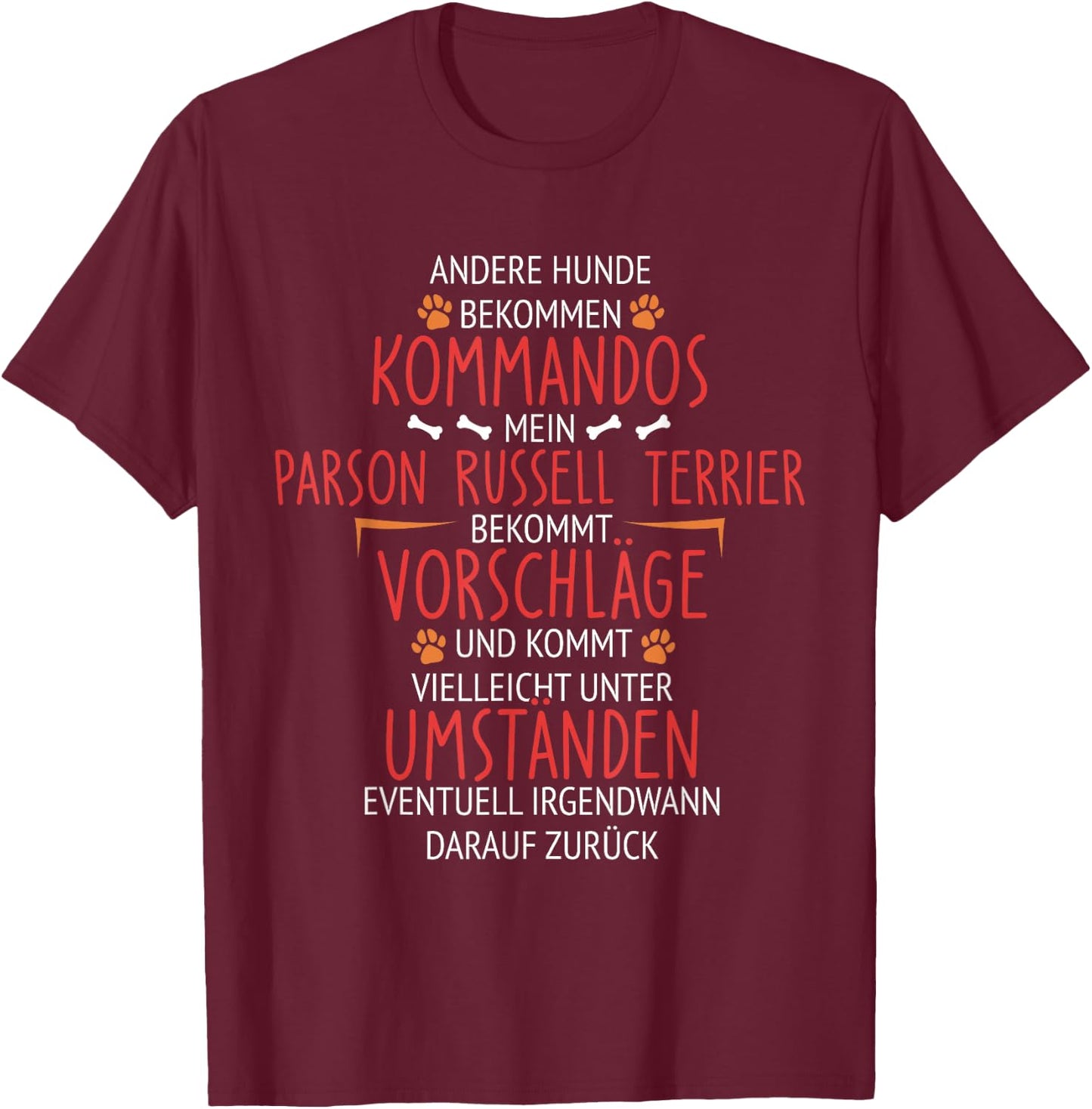 Parson Russell Terrier Kommandos T-Shirt - T-Shirt | Maroon