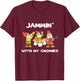 Yard Gnome Gift Jammin With My Gnomies Garden Gnome Gift T-Shirt - T-Shirt | Maroon