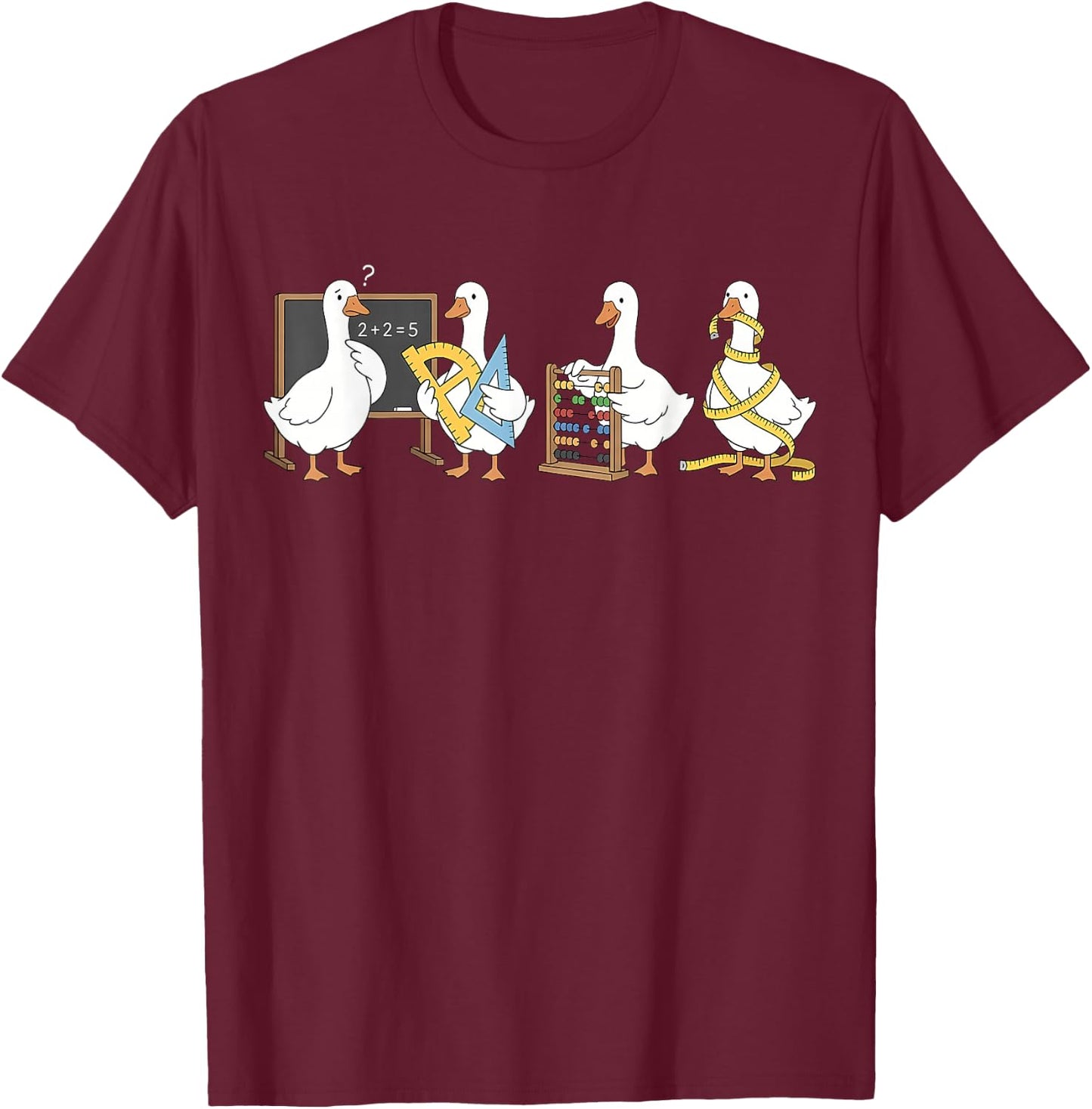 Funny Math Goose Teacher Classroom Appreciation Men Women T-Shirt - T-Shirt | Maroon