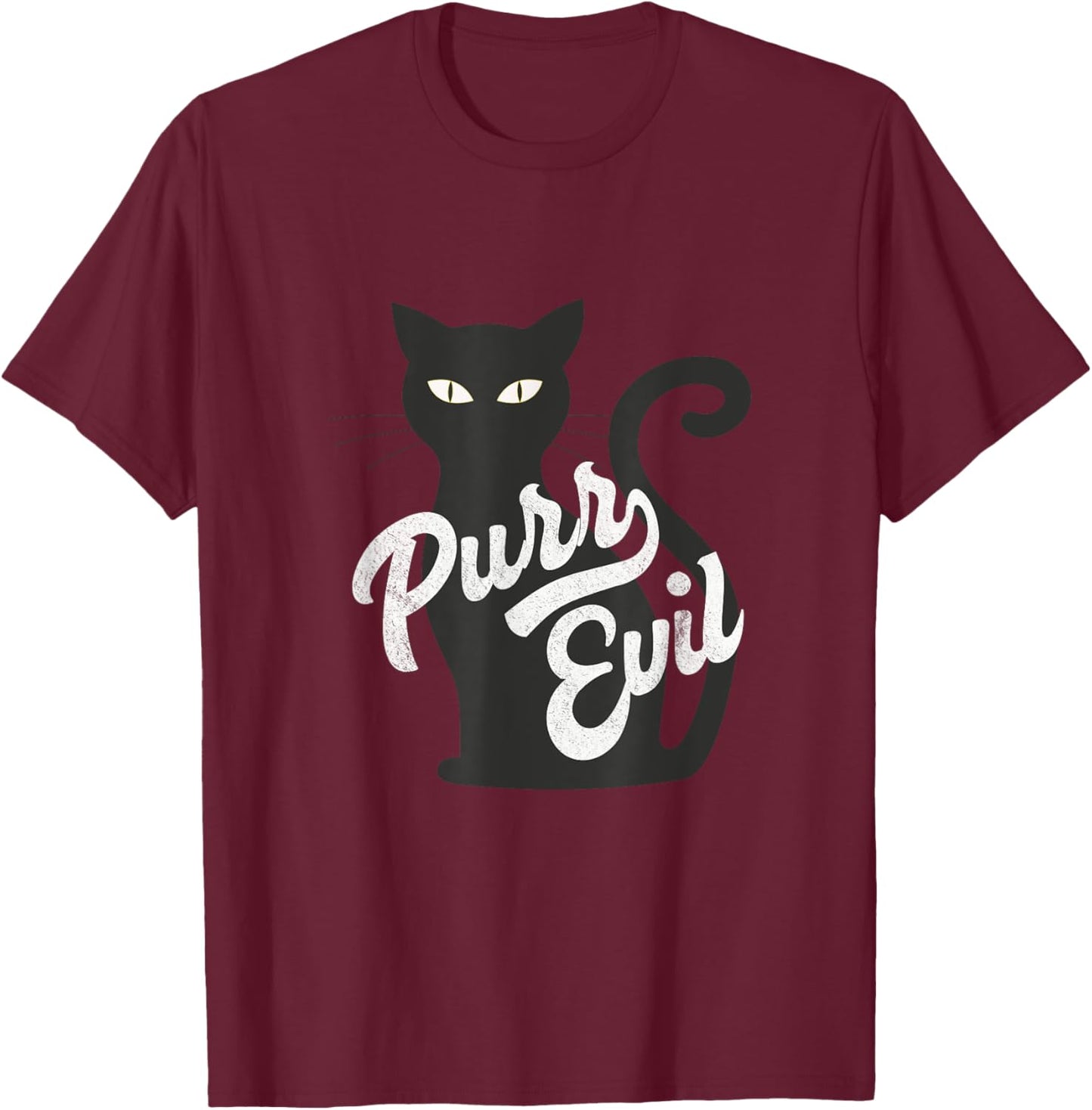 PURR Evil Cat T Shirt Halloween Cat Shirt Women Kids T-Shirt - T-Shirt | Maroon