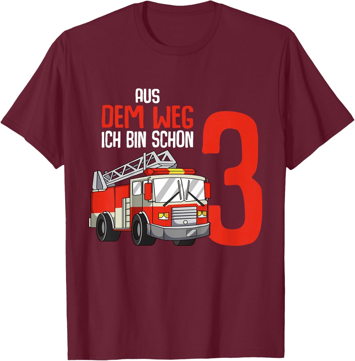 3. Geburtstag Feuerwehr 3 Jahre Kinder Junge T-Shirt - T-Shirt | Maroon