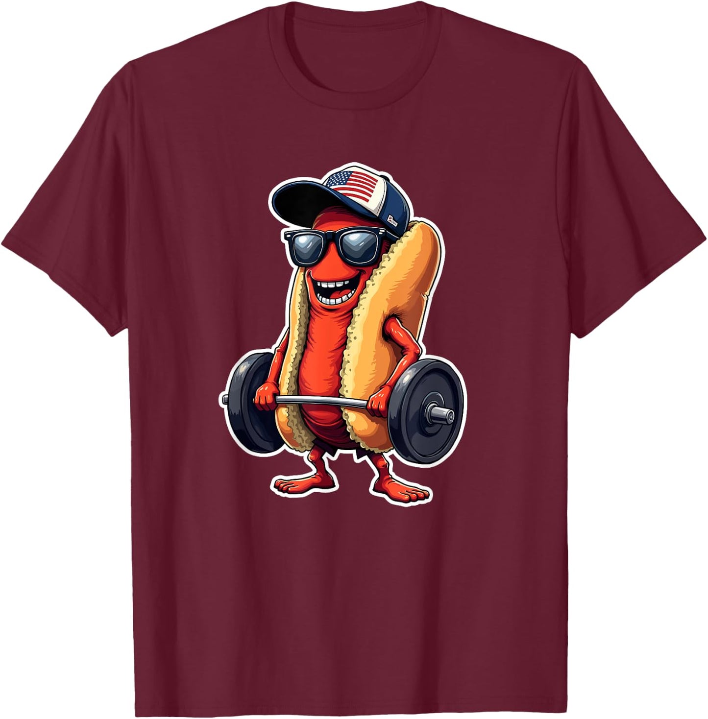 Deadlift Weightlifting Funny Fitness Workout Hot Dog Lover Women T-Shirt - T-Shirt | Maroon