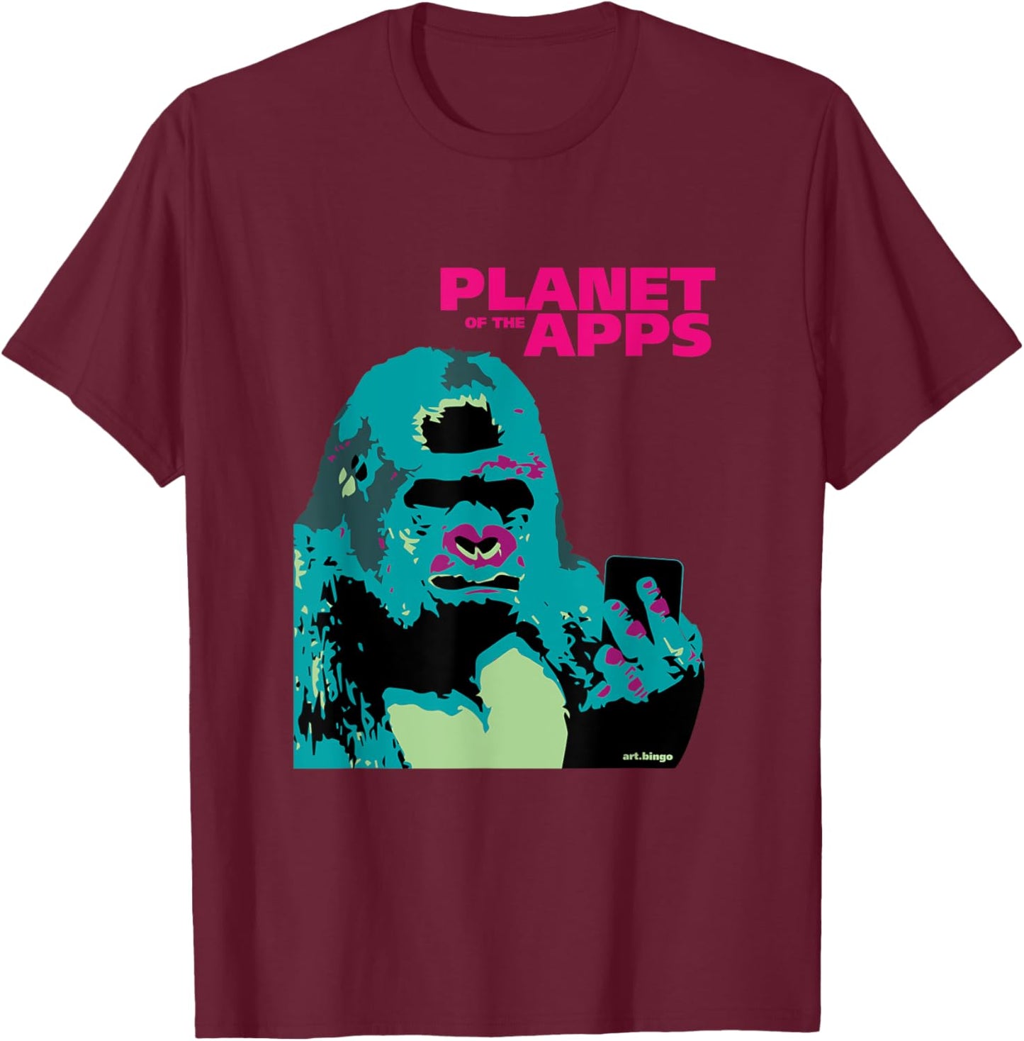 Great Apes with Apps Planet T-Shirt - T-Shirt | Maroon