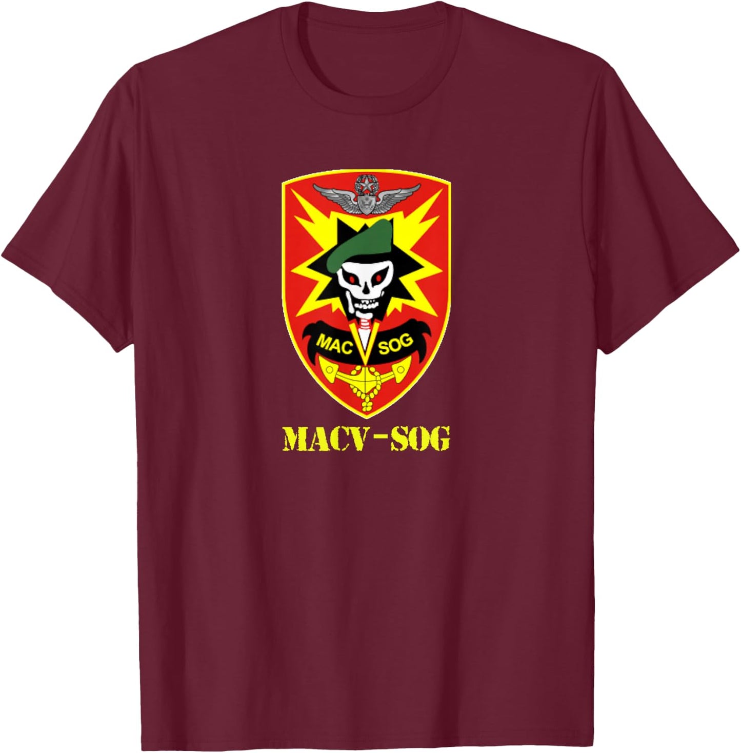 MACV-SOG Army Unit Patch Full Color Vietnam Veteran T-Shirt - T-Shirt | Maroon
