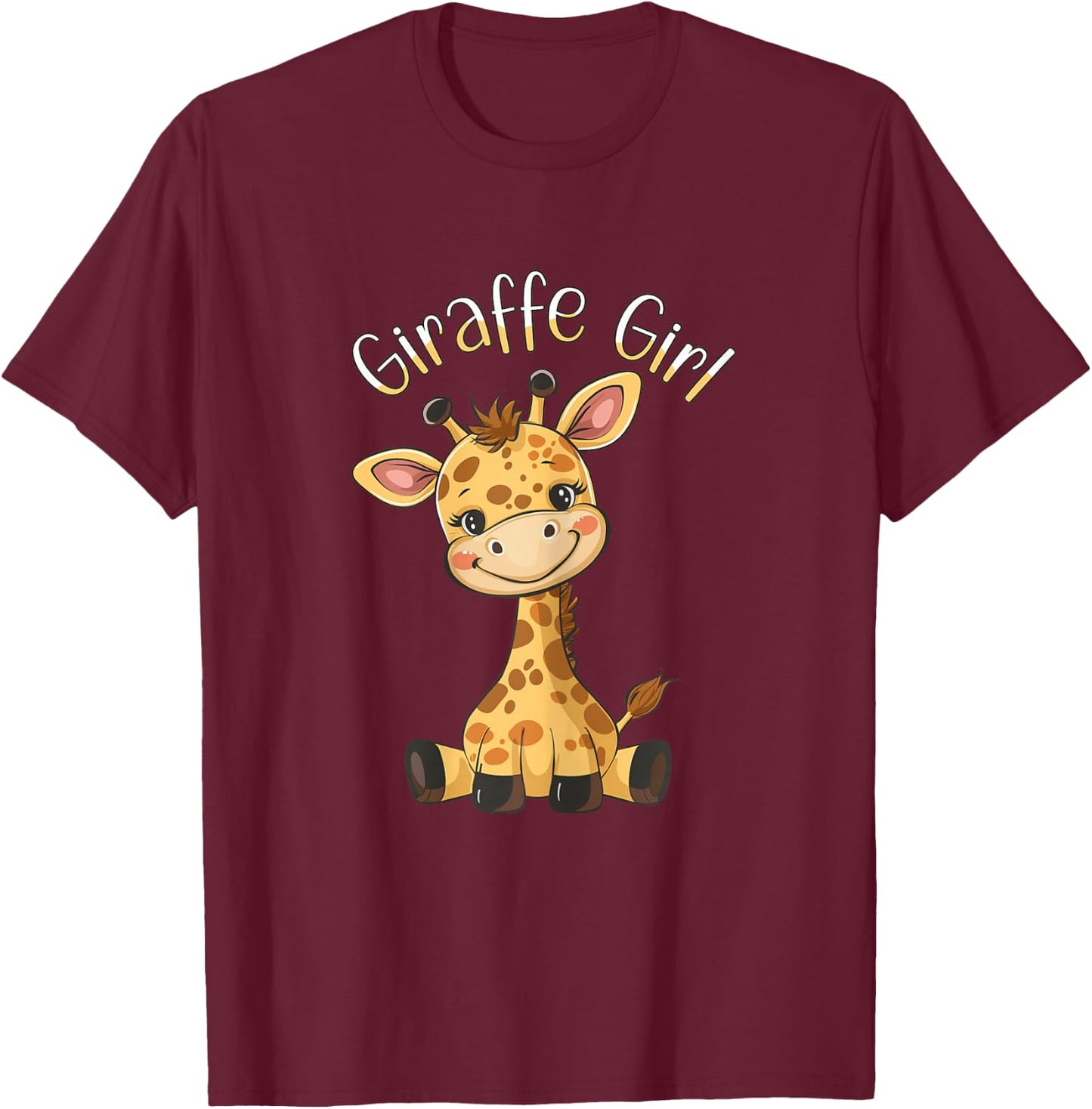 Giraffe Girl Cute Giraffe Girls Giraffe T-Shirt - T-Shirt | Maroon