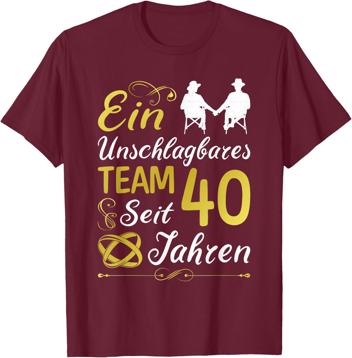 40 Jahre Verheiratet 40. Hochzeitstag Rubinhochzeit T-Shirt - T-Shirt | Maroon