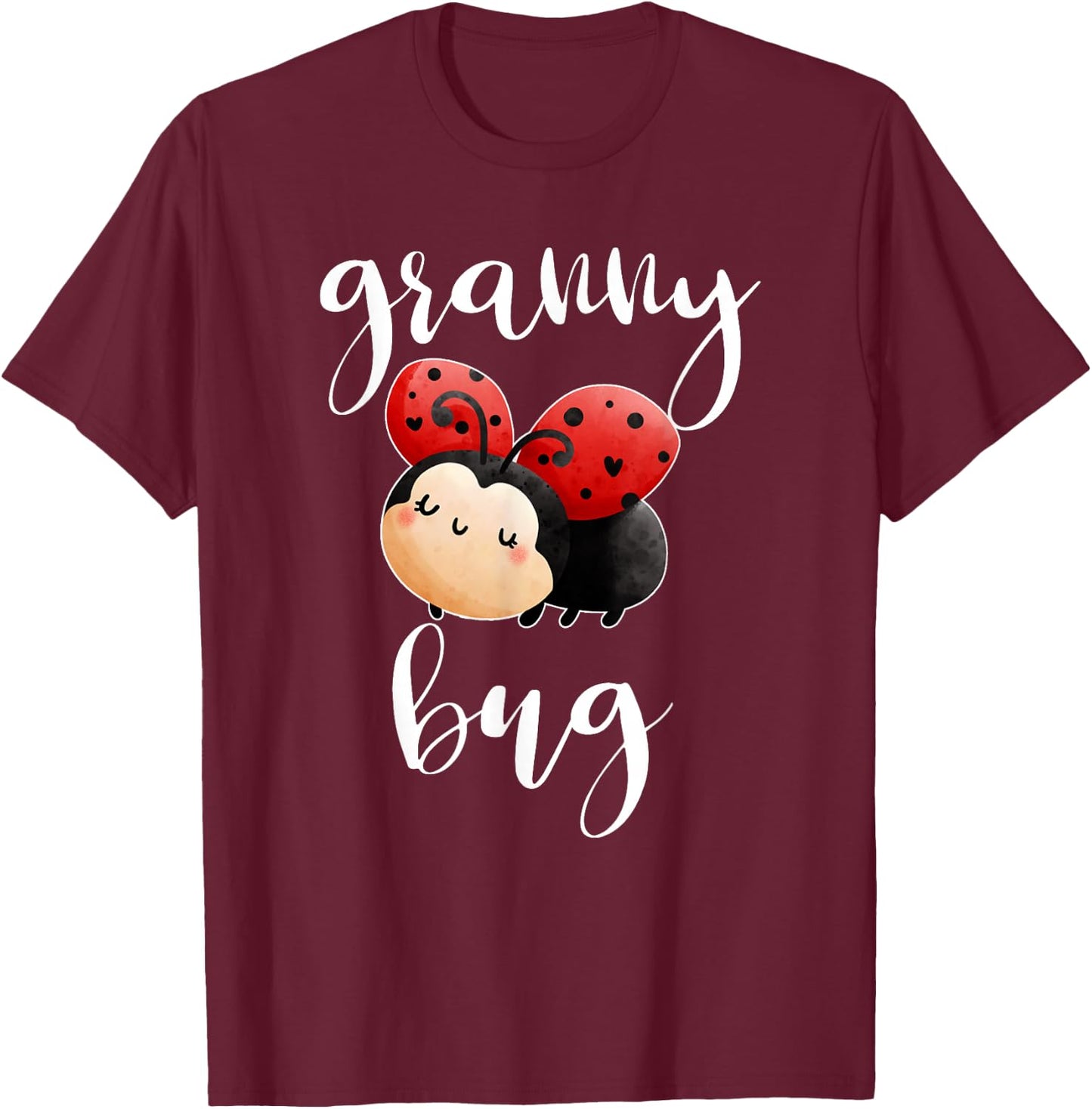 Granny Bug Ladybug Grandma Announcement Cute Baby Shower T-Shirt - T-Shirt | Maroon