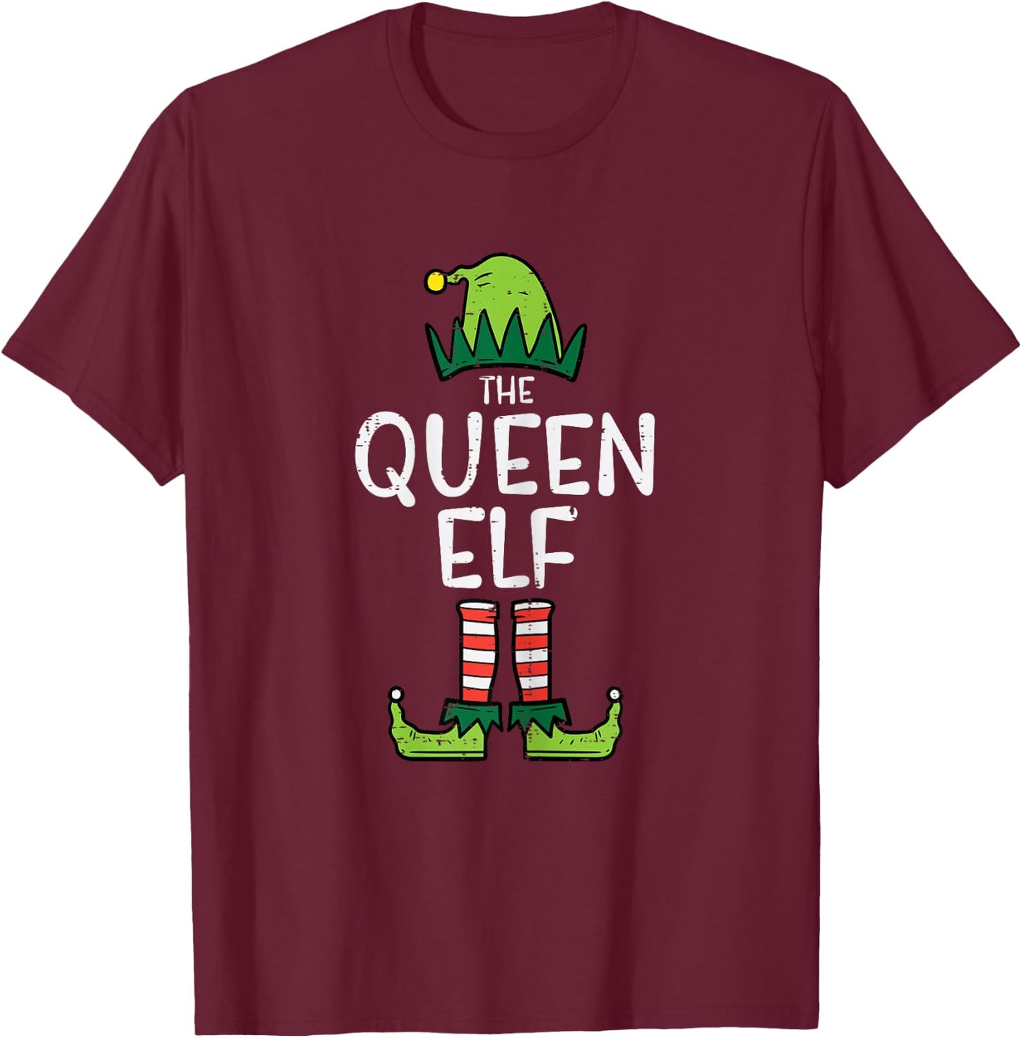 Queen Elf Xmas Matching Christmas Couple Women T-Shirt - T-Shirt | Maroon