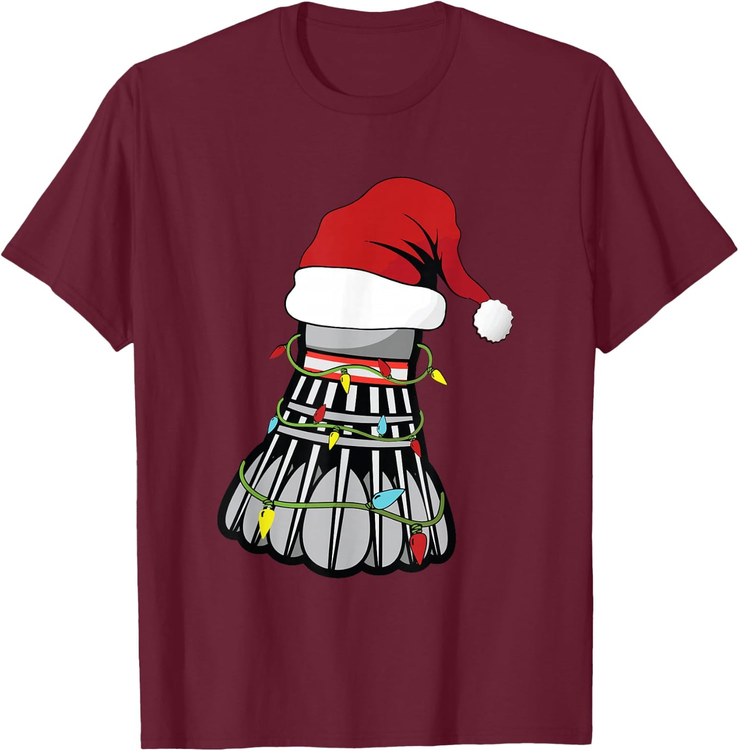 Christmas Badminton Sticks Birdie , Black, S T-Shirt - T-Shirt | Maroon