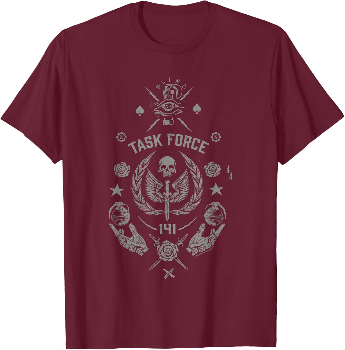Call of Duty: Modern Warfare 2 Task Force 141 Retro Logo T-Shirt - T-Shirt | Maroon