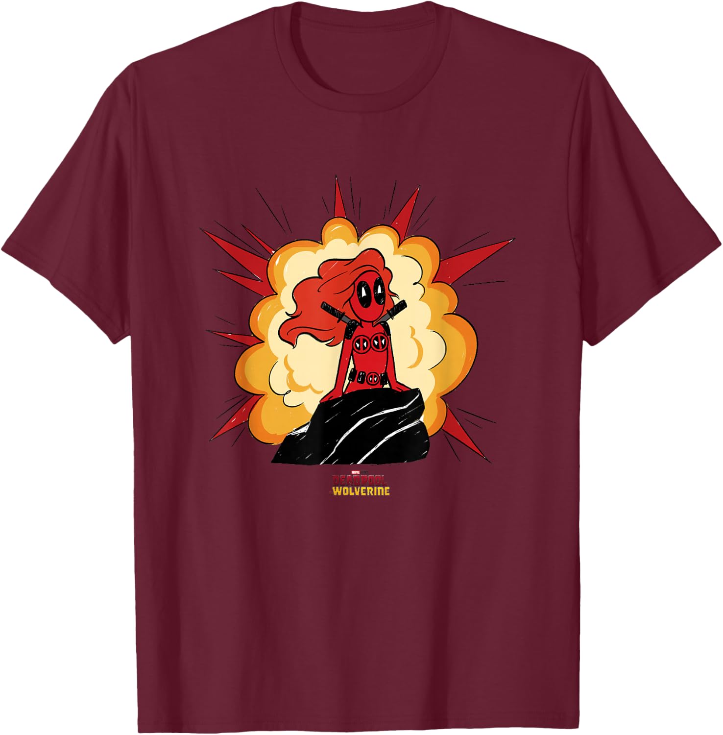 Marvel Deadpool & Wolverine Mermaid Deadpool Comic Blast T-Shirt - T-Shirt | Maroon