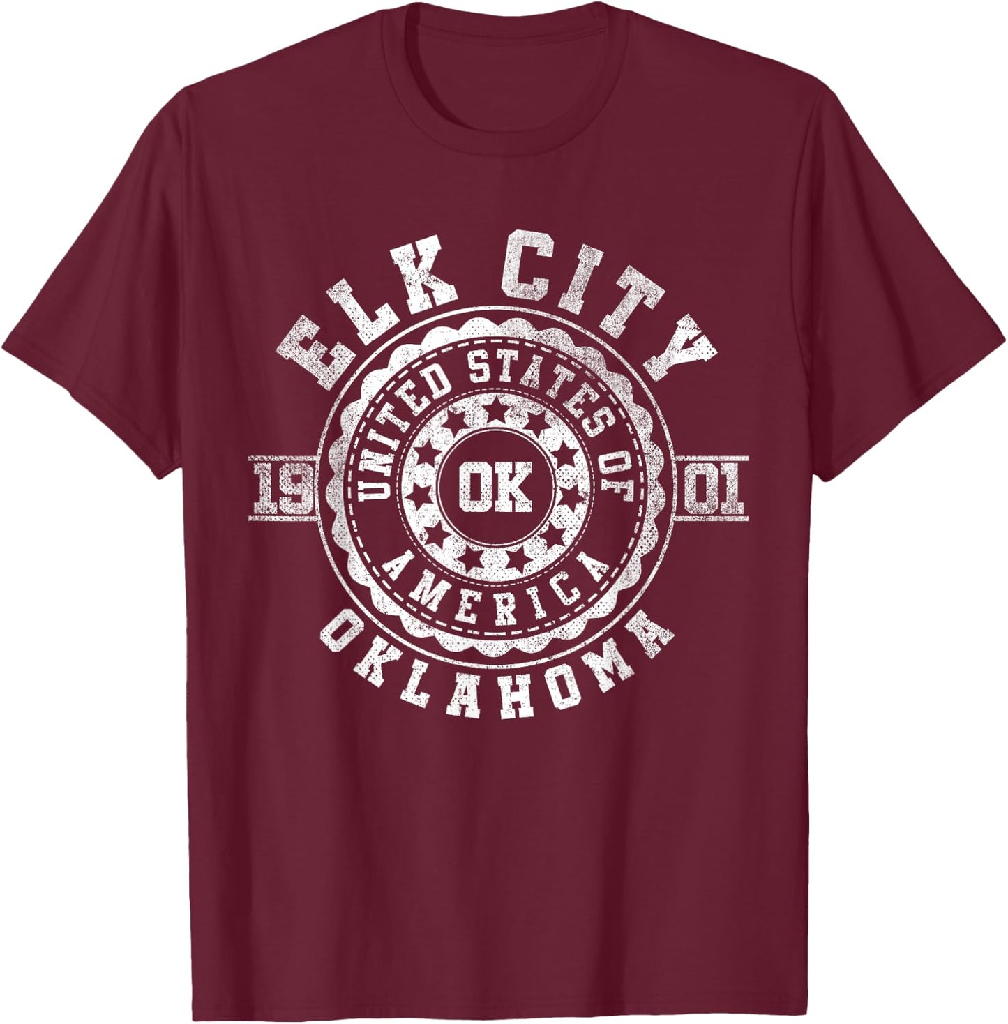 Elk City OK | Oklahoma | Vintage City Apparels T-Shirt - T-Shirt | Maroon