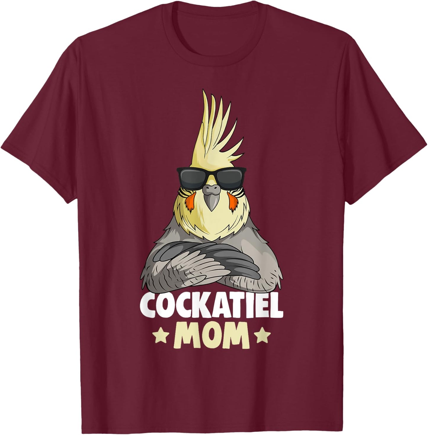 Cute Bird Lover Apparel & Gift Ideas Cockatiel Mom Women's Black Small Modern T-Shirt - T-Shirt | Maroon