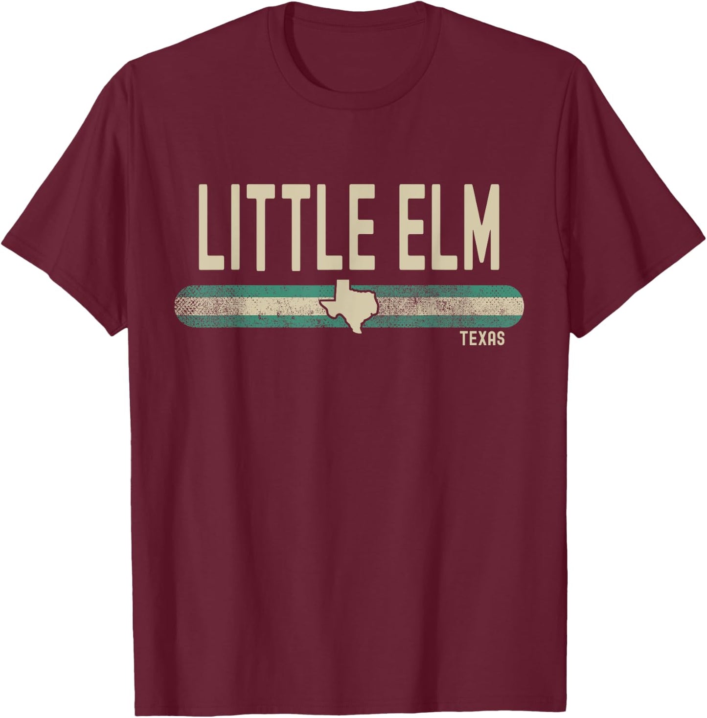 Little Elm TX | Texas | Travel & 80s Style T-Shirt - T-Shirt | Maroon
