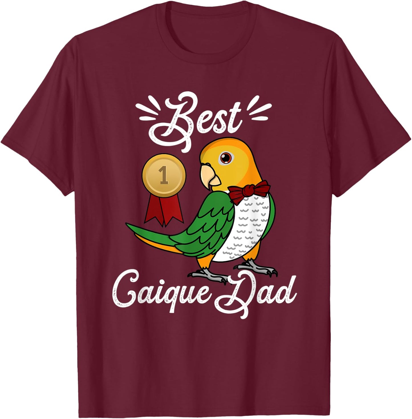 Best Parrot Dad I White-bellied Caique T-Shirt - T-Shirt | Maroon