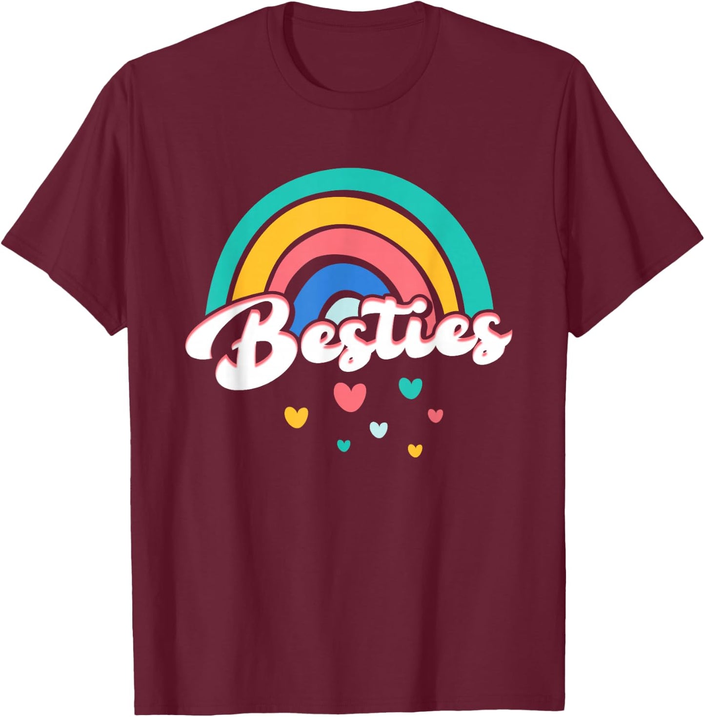 Besties Regenbogenherzen | Freundschaft Freunde Mädchen T-Shirt - T-Shirt | Maroon