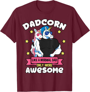 Dadcorn 1 Kid Father's Day Dad Unicorn Daughter Girl T-Shirt - T-Shirt | Maroon