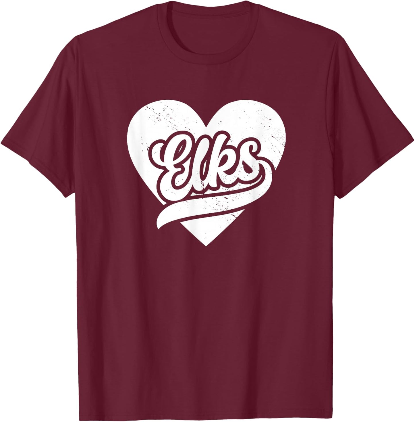 Vintage Elks High School Spirit Go Elks Love T-Shirt - T-Shirt | Maroon