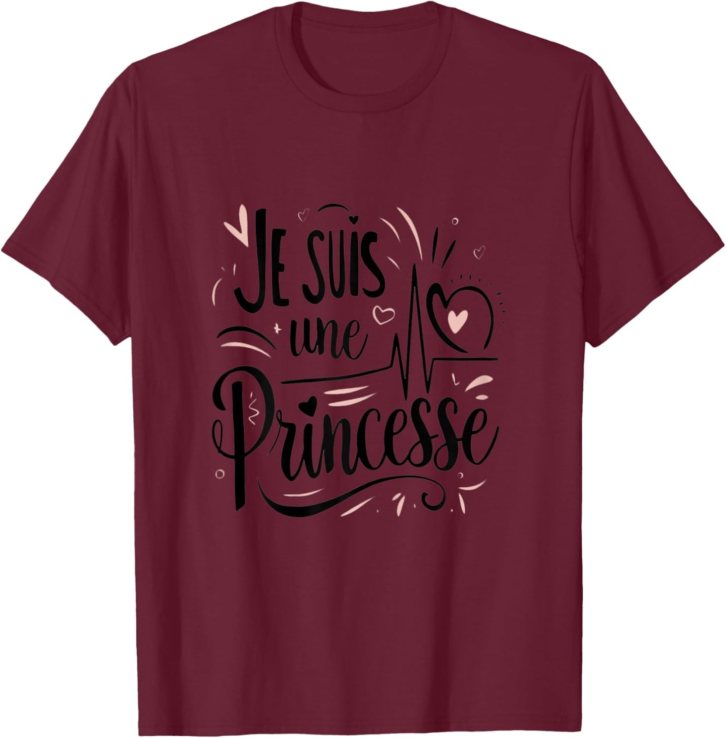 Je Suis Une Princesse Funny Gift , grey, Female X-Small T-Shirt - T-Shirt | Maroon