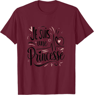 Je Suis Une Princesse Funny Gift , grey, Female X-Small T-Shirt - T-Shirt | Maroon