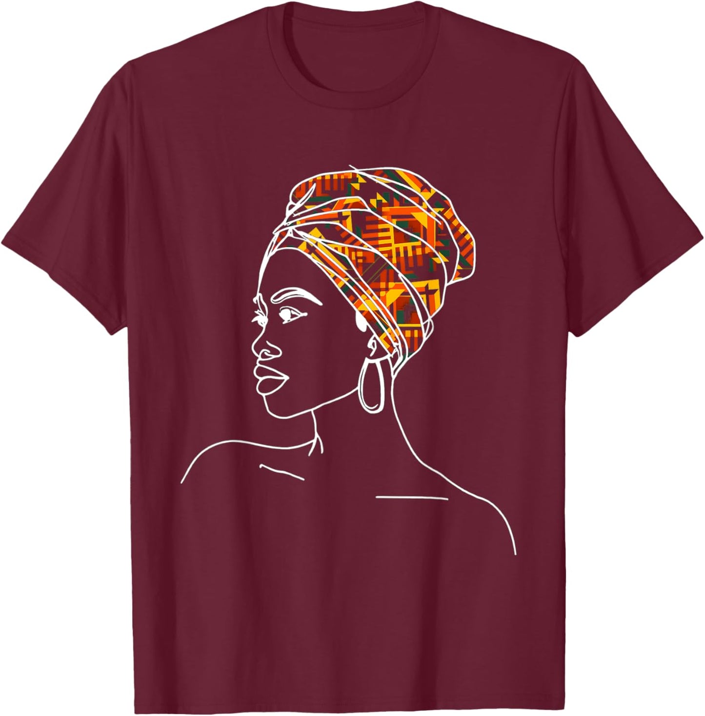 Kente Tribal Africa Dashiki Printed African Lover Women's , Black, S T-Shirt - T-Shirt | Maroon