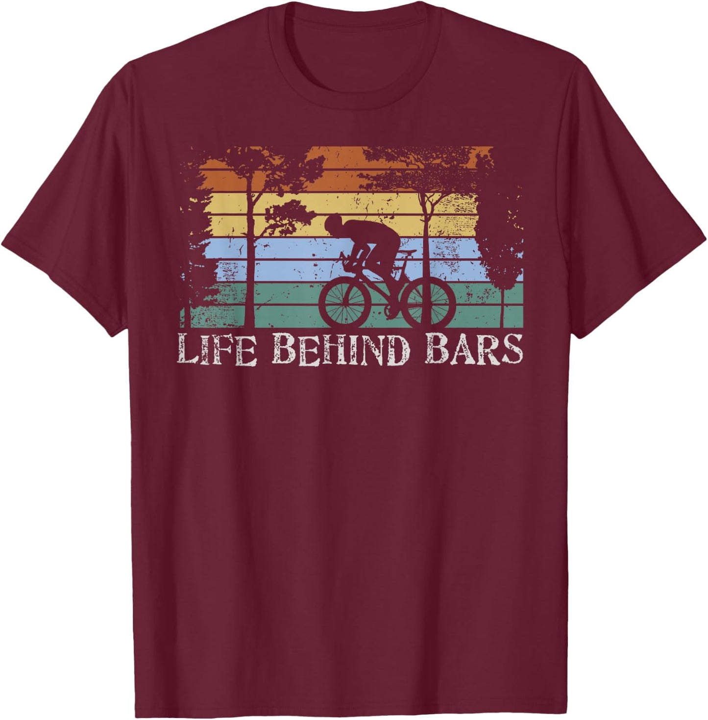 MTB Life Behind Bars Mountain Bike Gift Design Idea gift T-Shirt - T-Shirt | Maroon