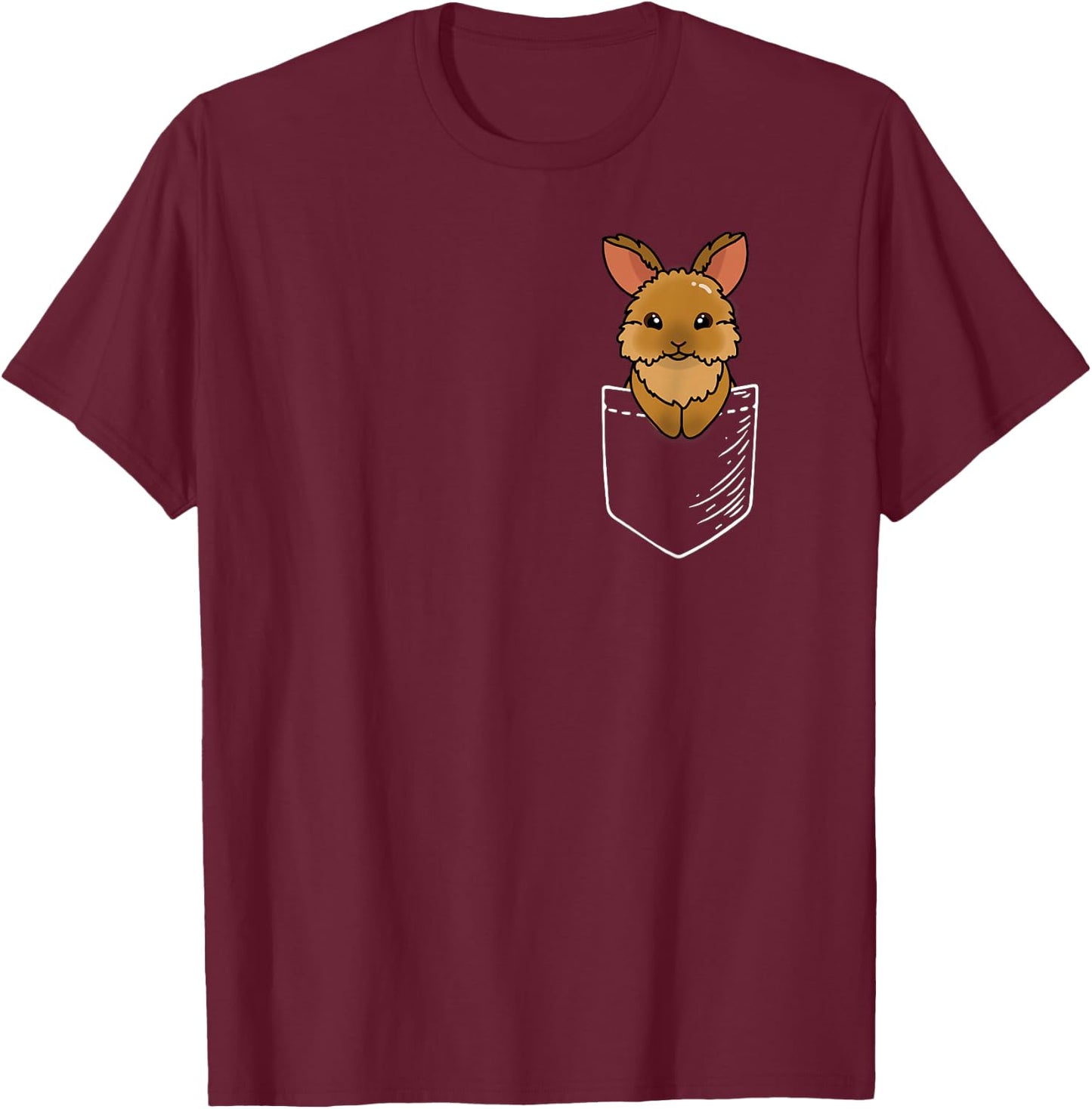 Funny Kids Girls Kawaii Pocket Lionhead Rabbit Lover T-Shirt - T-Shirt | Maroon