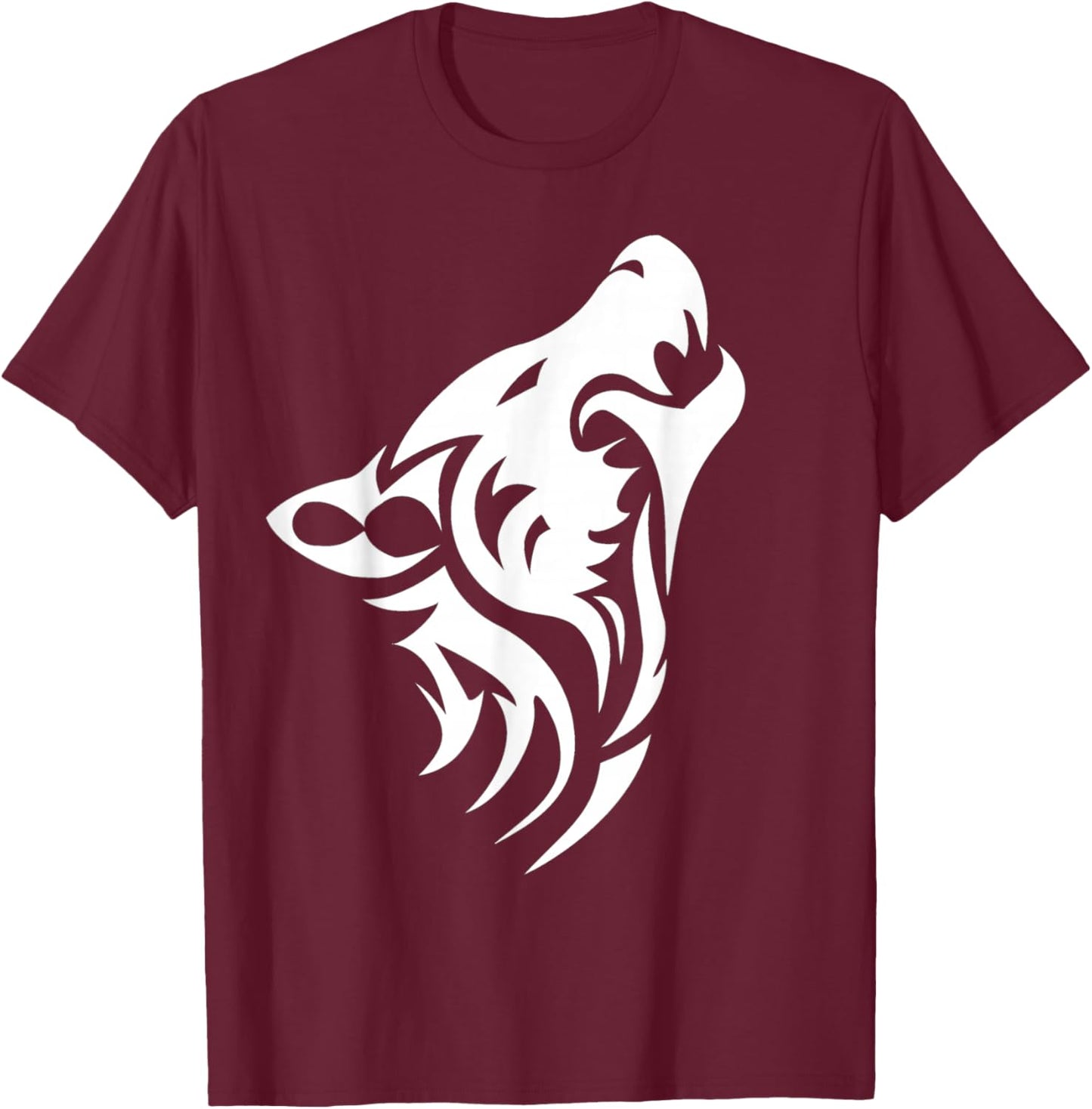 Wild Wolf -Vintage Howling White Wolf Face Shirt T-Shirt - T-Shirt | Maroon