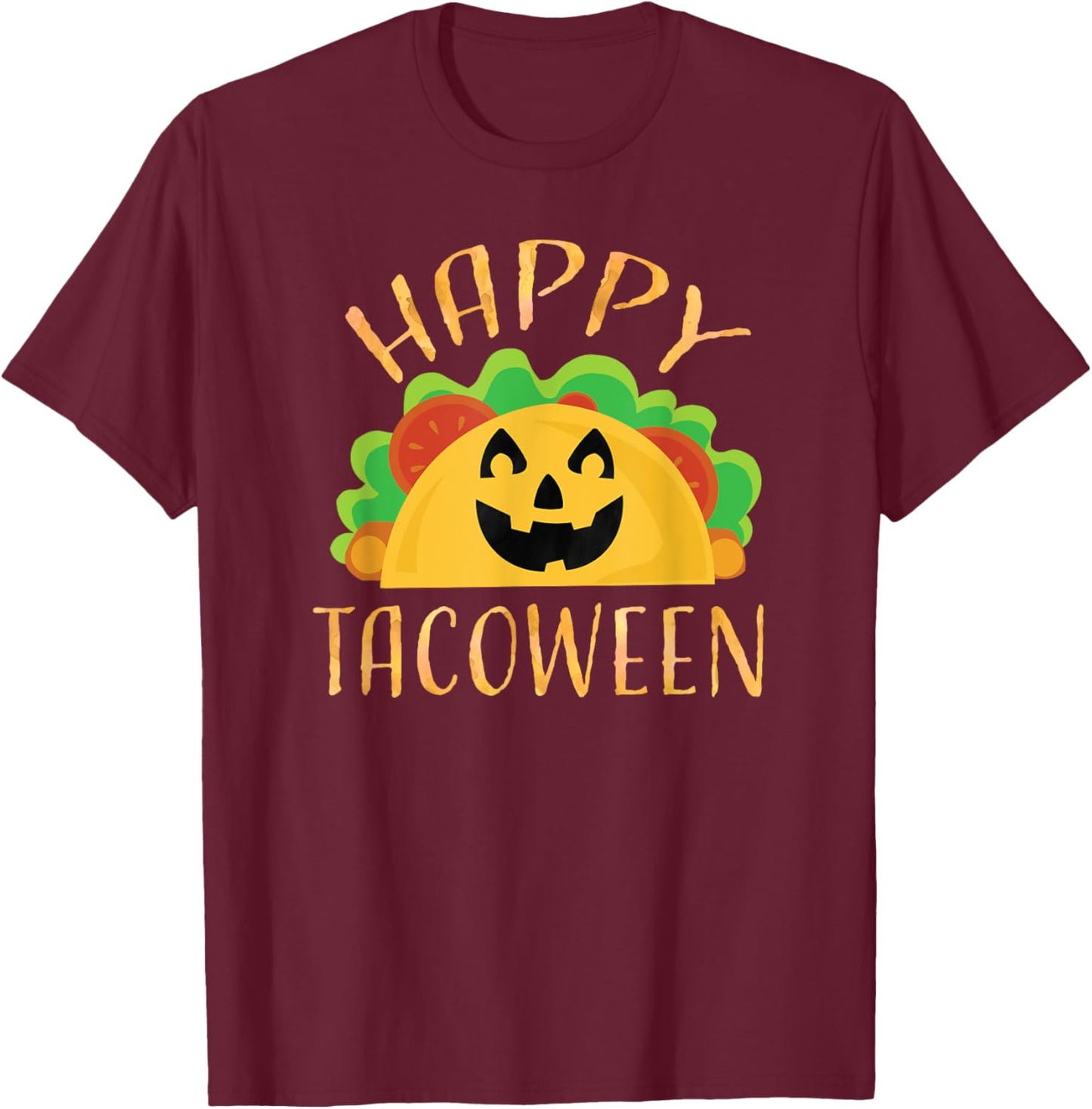 Happy Tacoween Taco Food Halloween Pun Shirts Premium Shirt T-Shirt - T-Shirt | Maroon
