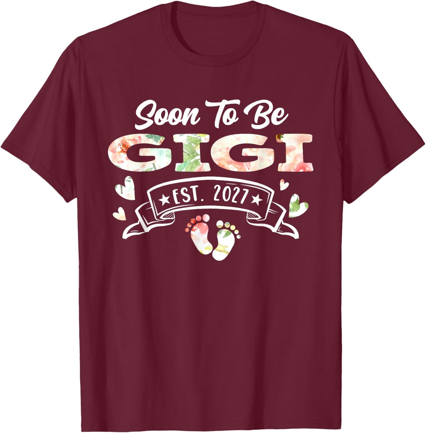 Soon to Be Gigi Est 2027 T-Shirt - T-Shirt | Maroon