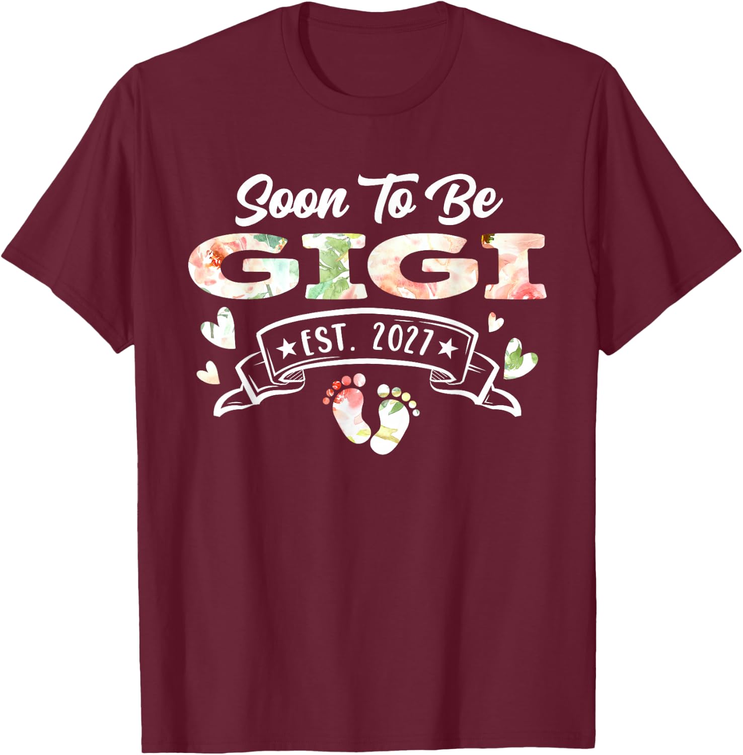 Soon to Be Gigi Est 2027 T-Shirt - T-Shirt | Maroon