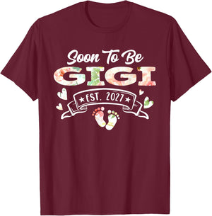 Soon to Be Gigi Est 2027 T-Shirt - T-Shirt | Maroon