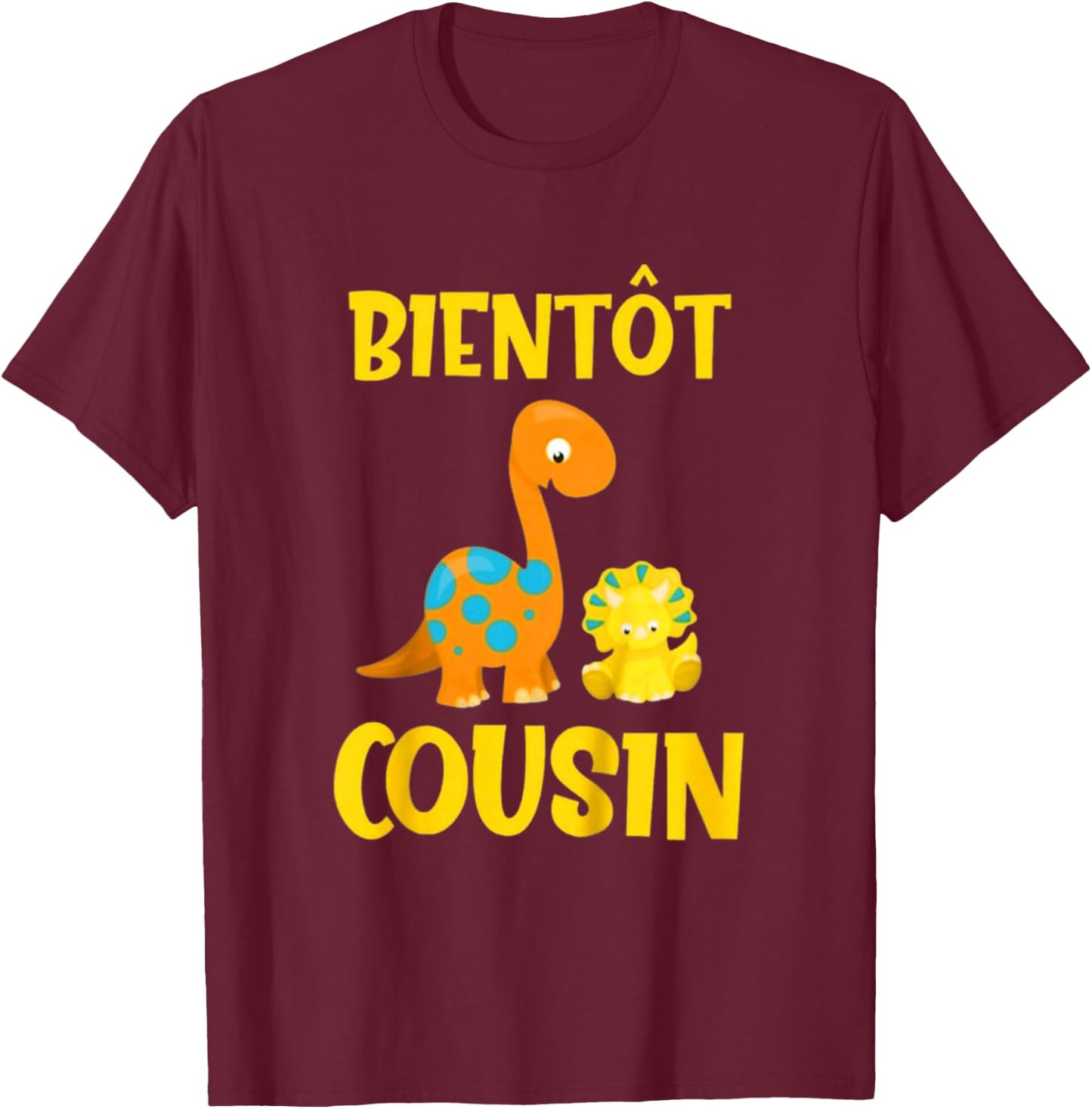 Child Future Cousin 2025 - Announcement Pregnancy Cousin Dino T-Shirt - T-Shirt | Maroon