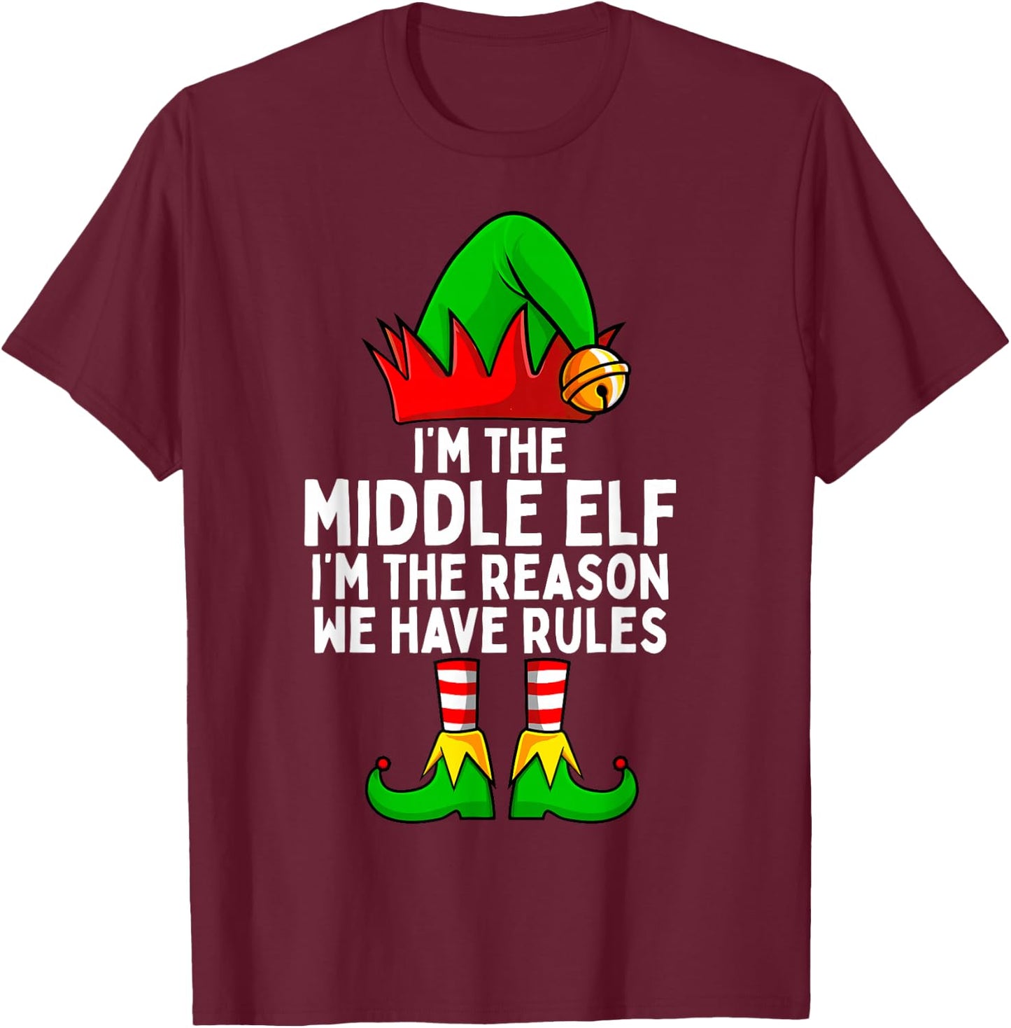 I'm The Middle Elf Matching Family Christmas T-Shirt - T-Shirt | Maroon