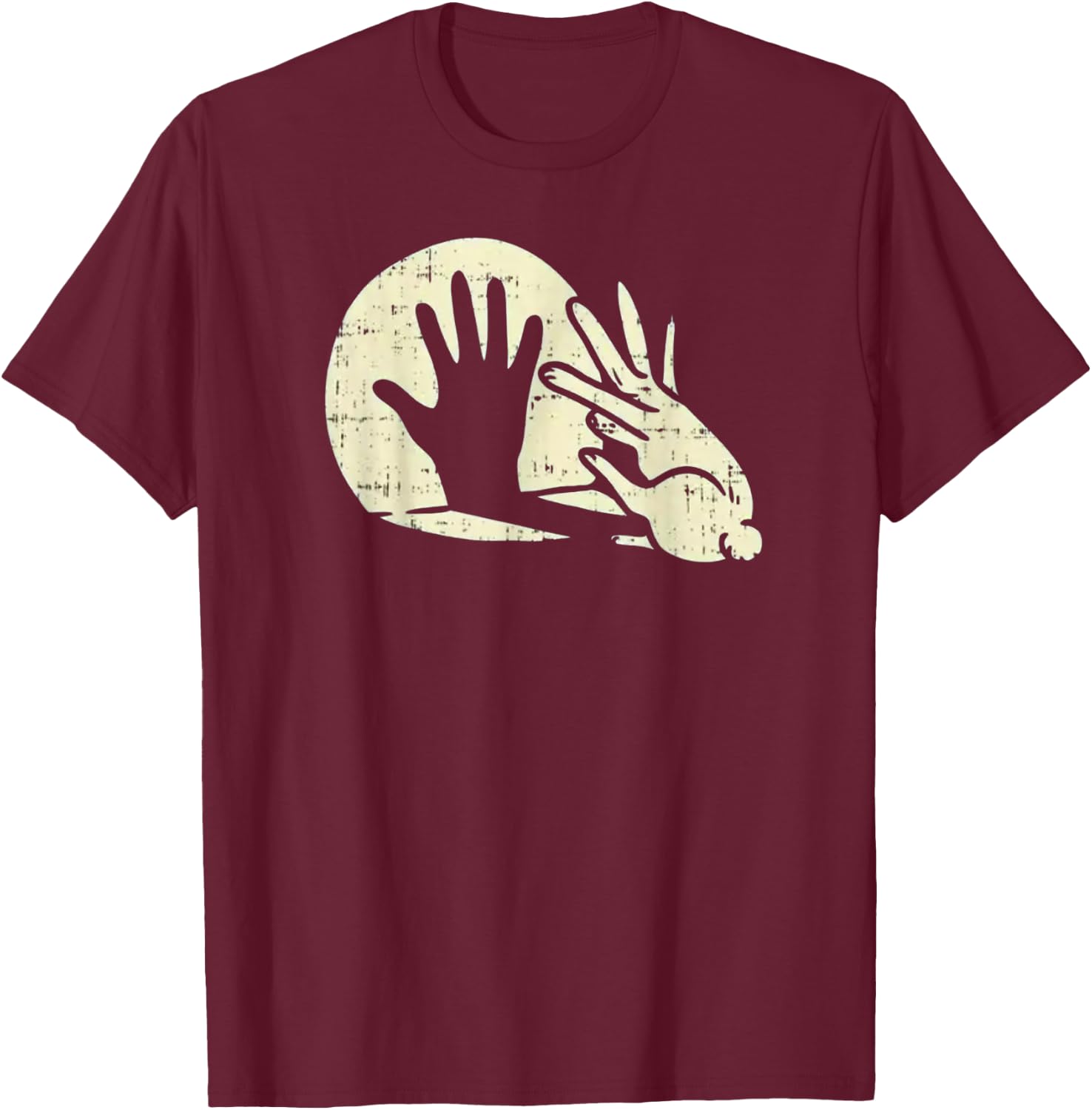 Bunny Shadow Puppeteer - Funny Rabbit Hand Shadow T-Shirt - T-Shirt | Maroon