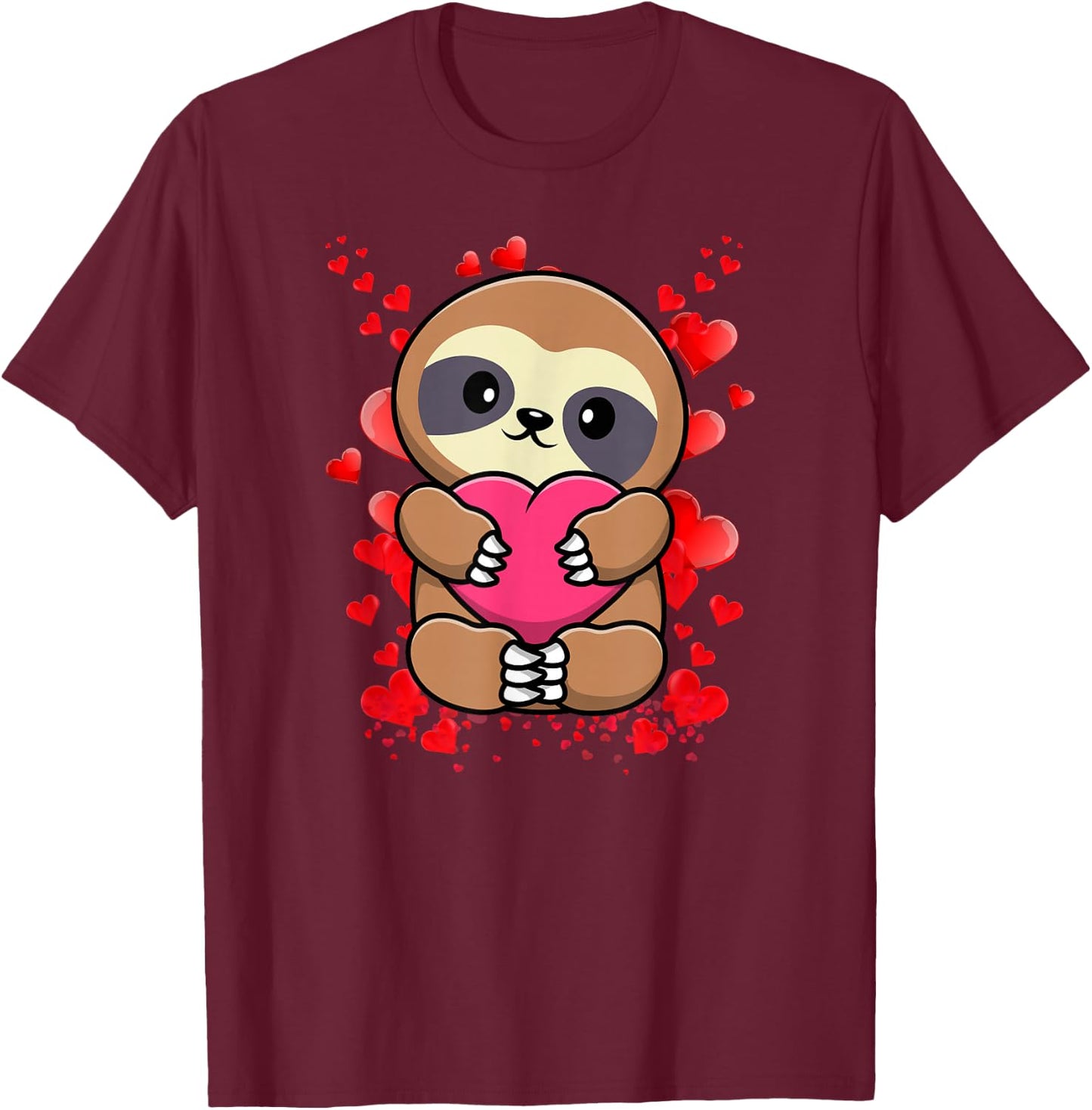 Overflowing Hearts Sloth T-Shirt - T-Shirt | Maroon